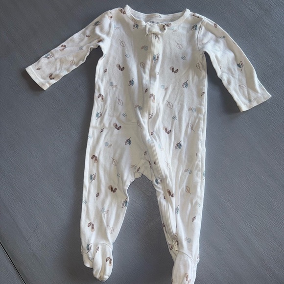 Carter's Other - Carter's White Leaf Print Footie